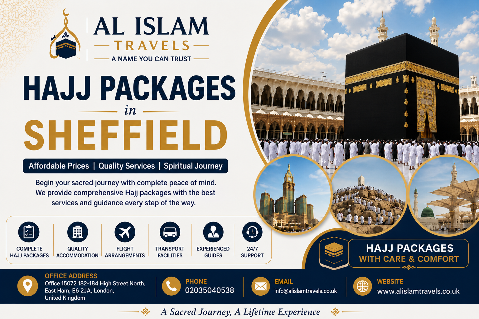 Family Hajj packages with comfortable accommodation, transport, and guided pilgrimage services.
