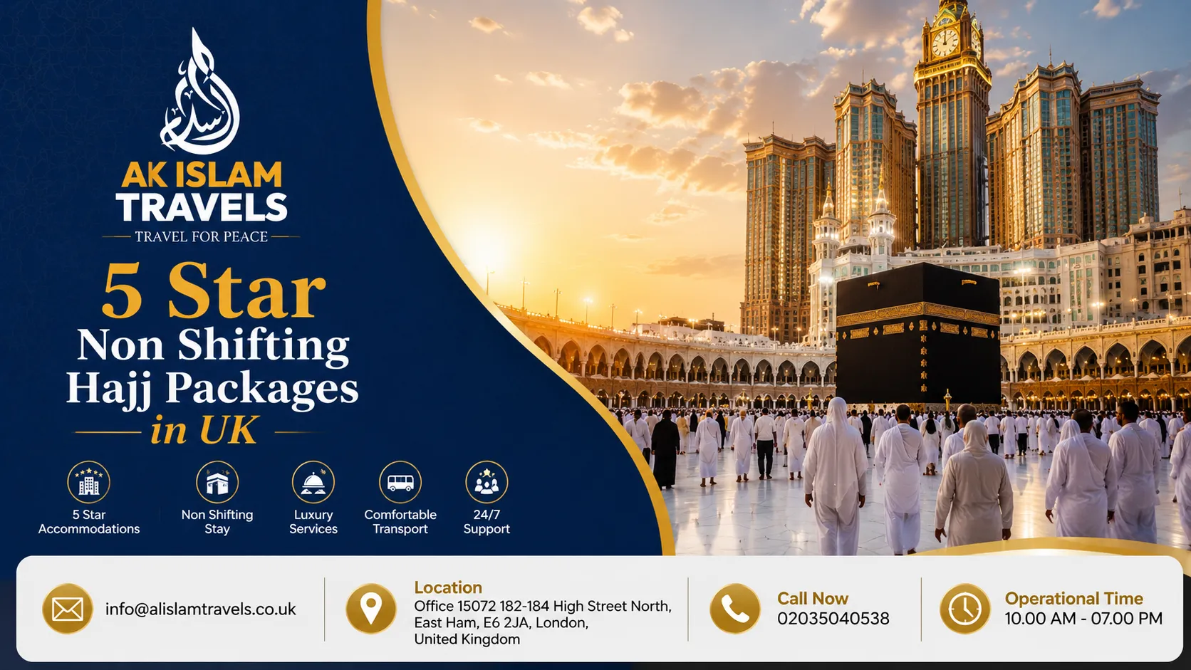 Pilgrims performing Hajj at the Holy Kaaba with 5 Star Non Shifting Hajj Packages in UK by Al Islam Travels.