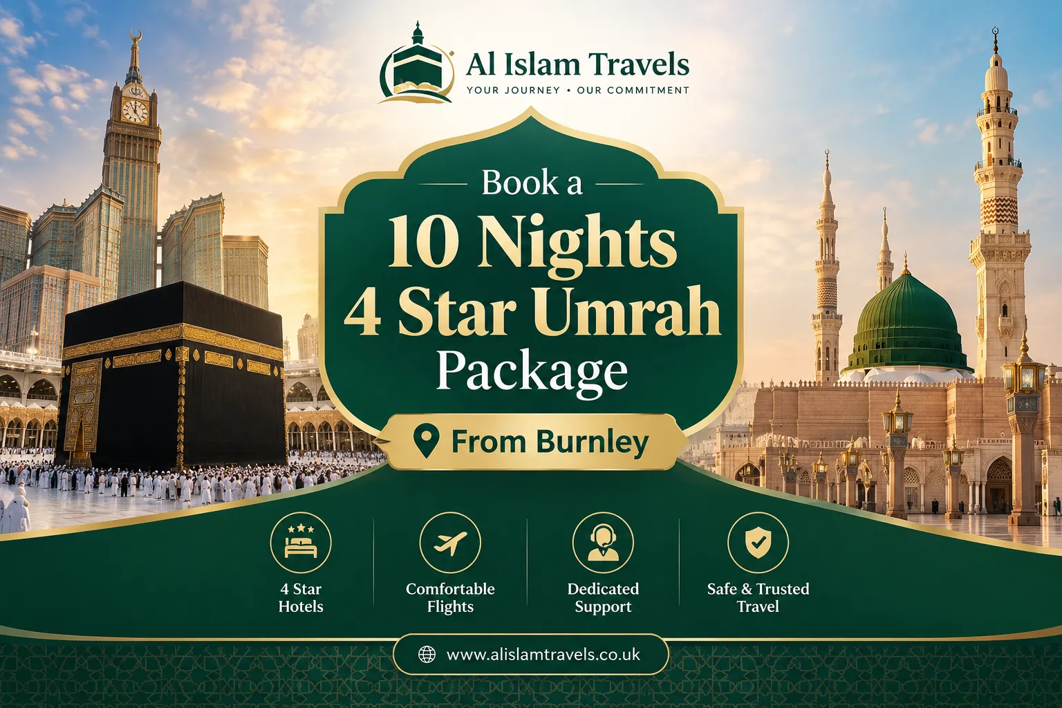 10 nights 4 star Umrah package from Burnley UK